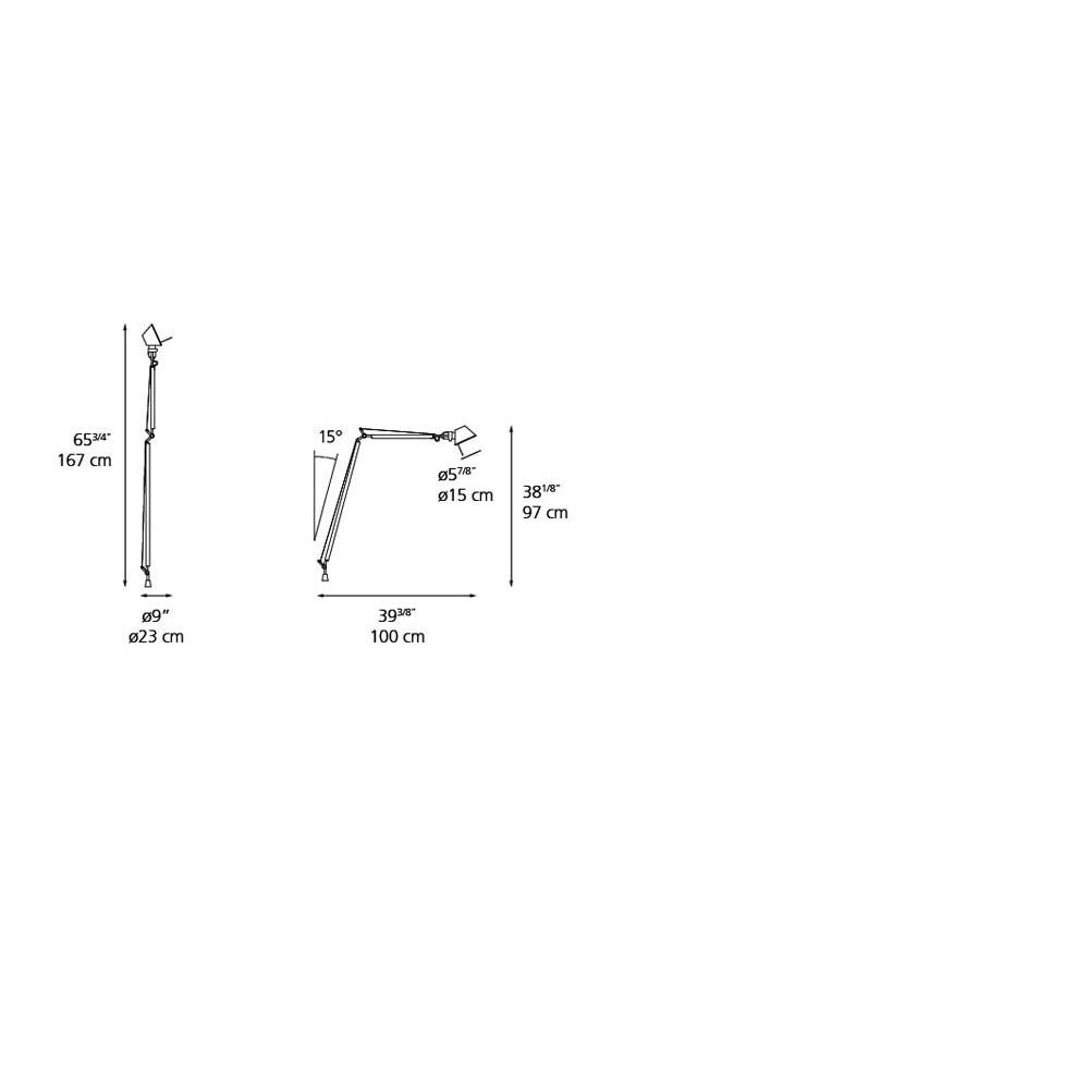 Artemide A013938 Tolomeo Reading Body INC 100W E26 Black Additional Image 1