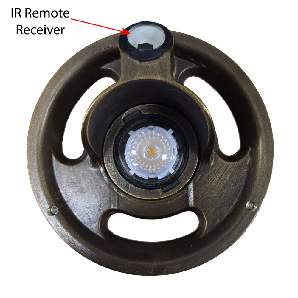 Cast Lighting IR Remote Multi Lumen Ground Light with Field Replaceable Beam Spread Optics