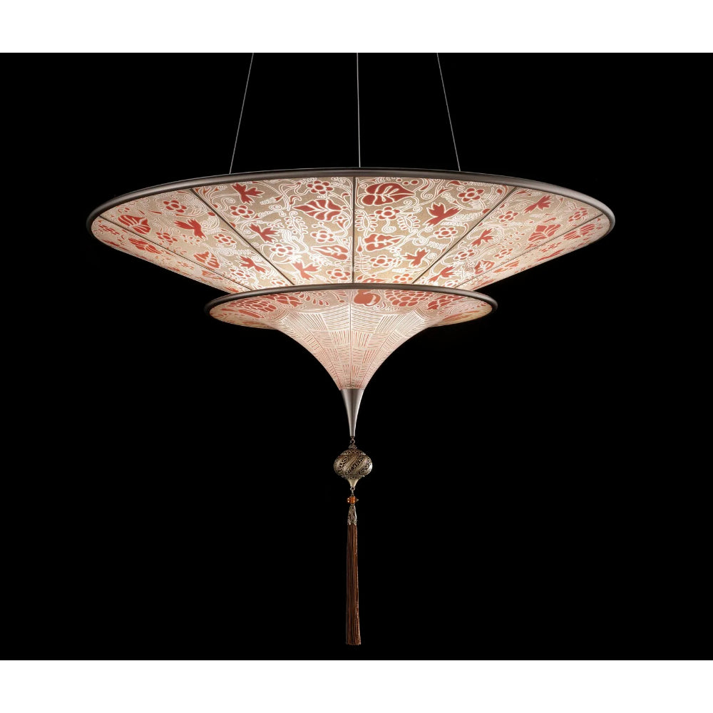 Fortuny G80SH-1 RF Scheherazade 2 Tiers Floral Glass Lamp Ceiling