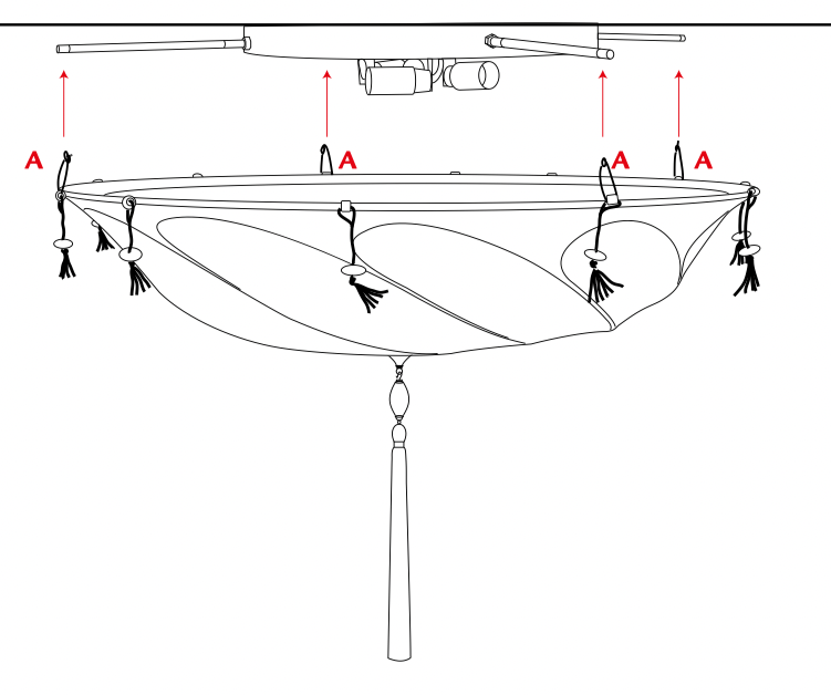 Kit To Convert Fortuny Scudo Saraceno Silk Suspended To Flush Mount - Seginus Lighting
