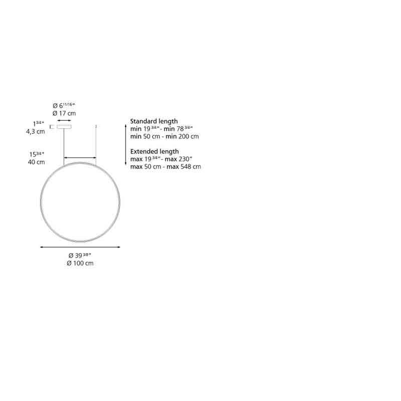 Artemide 199 Discovery LED 2-Wire Dimmable Aluminum Vertical Suspension Light - Seginus Lighting
