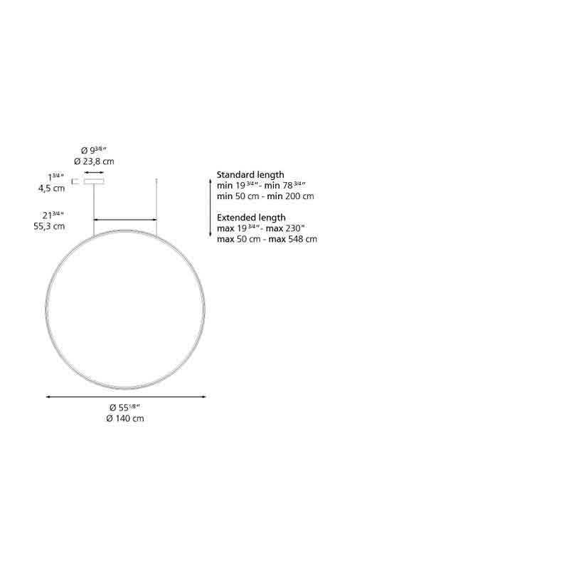 Artemide 199 Discovery LED 2-Wire Dimmable Aluminum Vertical Suspension Light - Seginus Lighting