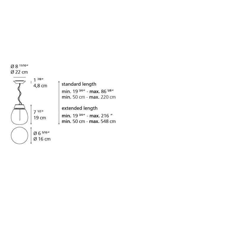 Artemide 18118A Empatia LED 2-Wire dimmable White Suspension Light - Seginus Lighting