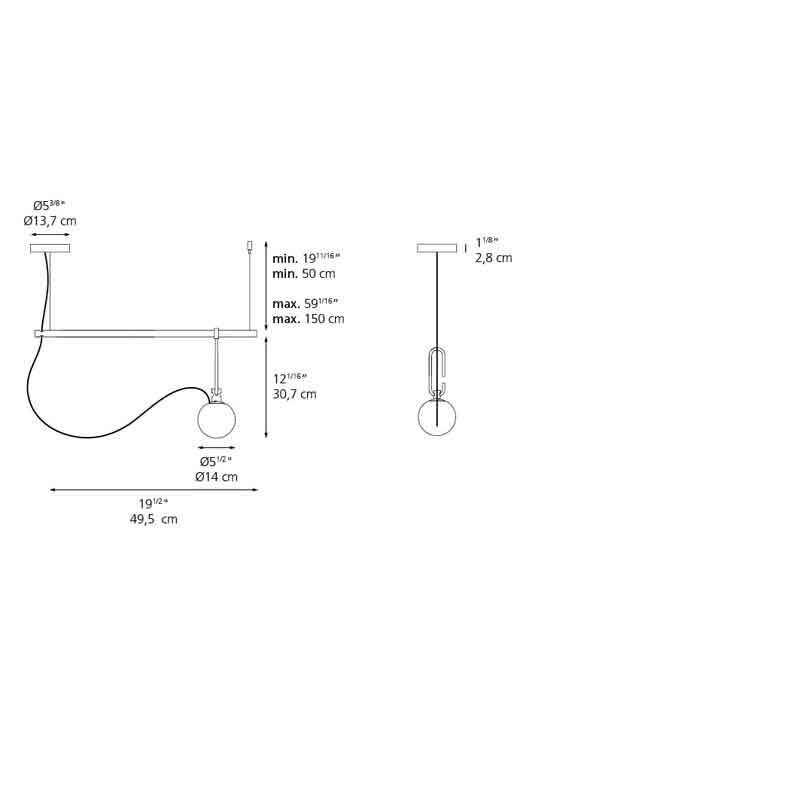Artemide 127 NH S1 Gold Suspension LED Light - Seginus Lighting