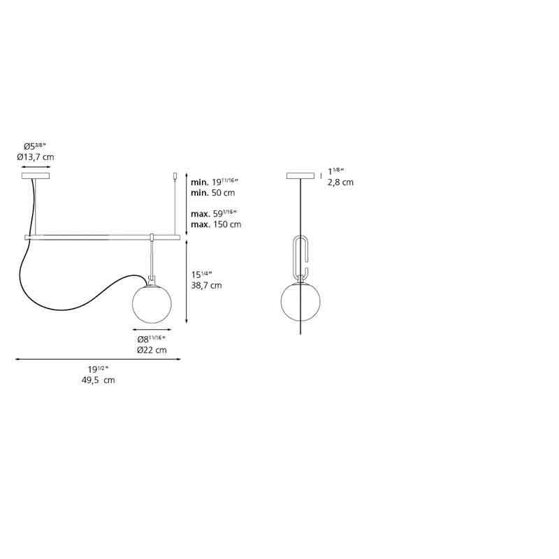 Artemide 127 NH S1 Gold Suspension LED Light - Seginus Lighting