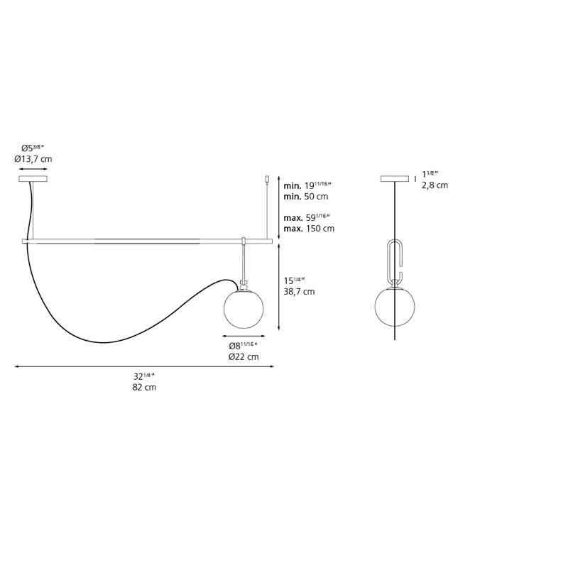 Artemide 12718A NH S2 Gold Suspension LED Light - Seginus Lighting