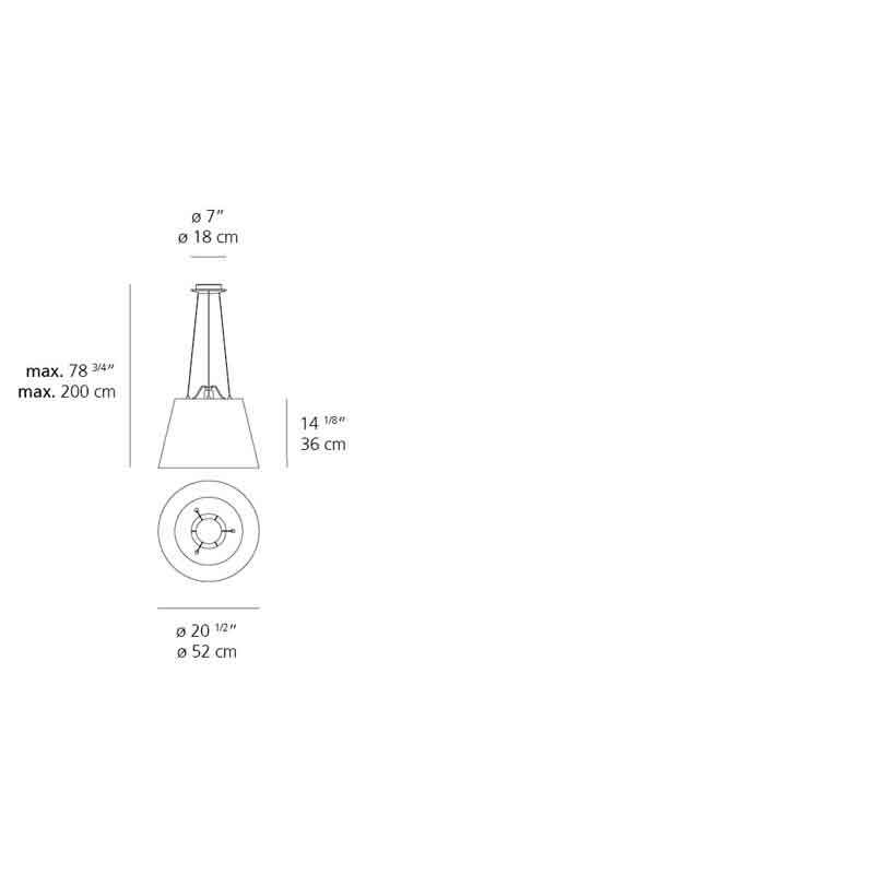 Artemide TLM10 Tolomeo Diffuser Black Mega Suspension Aluminum Light - Seginus Lighting