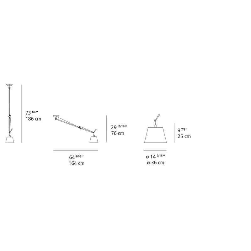 Artemide TOL10100WPOC Tolomeo Max 100W Parchment Off-Center Suspension Light - Seginus Lighting