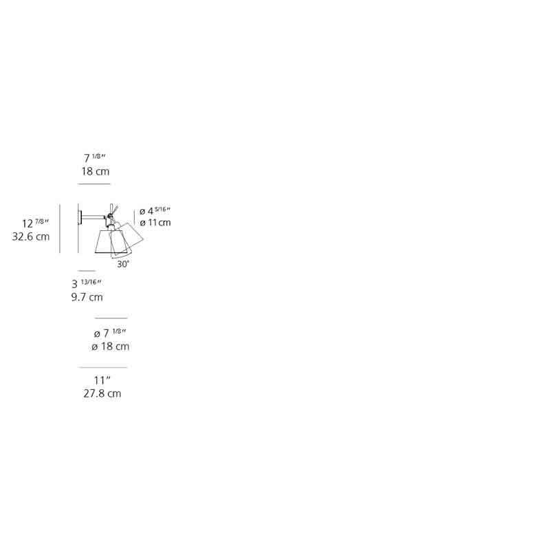 Artemide TOL11760W Tolomeo Max 60W 7 Inch Shade Wall Light - Seginus Lighting