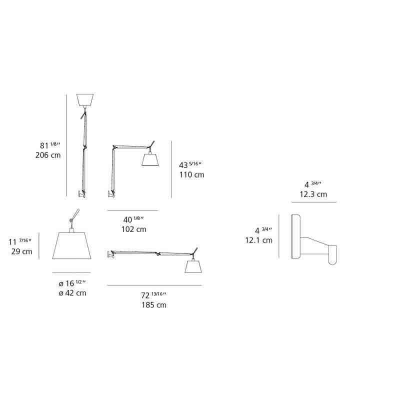 Artemide TLM11 Tolomeo Mega Max 150W E26 Aluminum Wall Light - Seginus Lighting