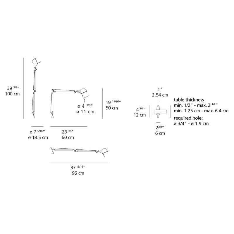 Artemide TOL008SP Tolomeo Midi 9W LED Aluminum Table Light with In-Set Pivot - Seginus Lighting