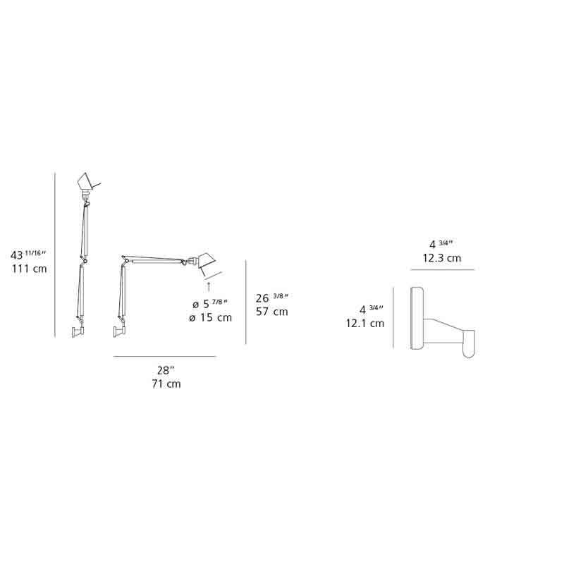 Artemide TOL112 Tolomeo Mini Max 100W E26 Wall Light - Seginus Lighting