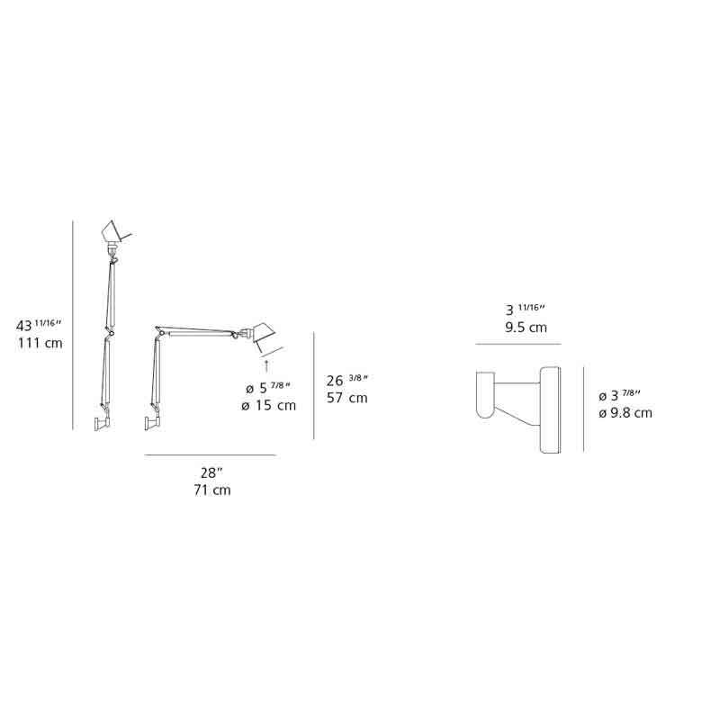 Artemide TOL112 Tolomeo Mini Max 100W E26 Wall Light - Seginus Lighting