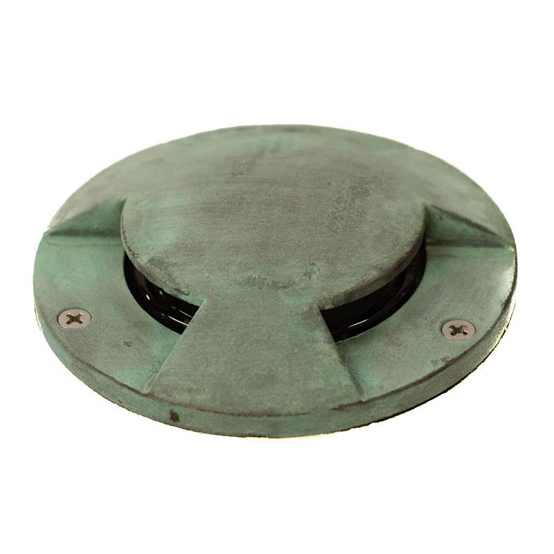 CopperMoon Lighting CM.391 Brass Well Light 3 Port Holes, Low Profile Top