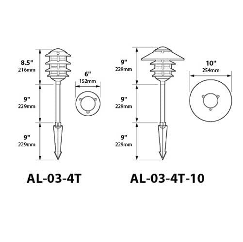 Focus Industries AL-03 4W LED 3000K Aluminum Pagoda Area Lights 12V