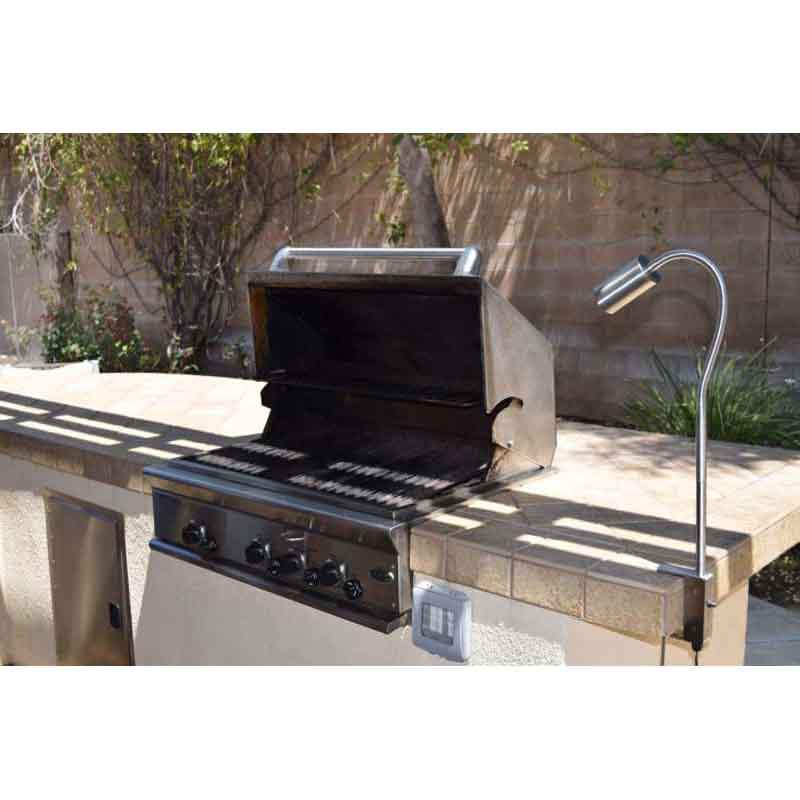 Focus Industries BQ-WB03 7W LED Weighted Base Series Threaded Cylinder Stainless Steel Barbecue Light 120V