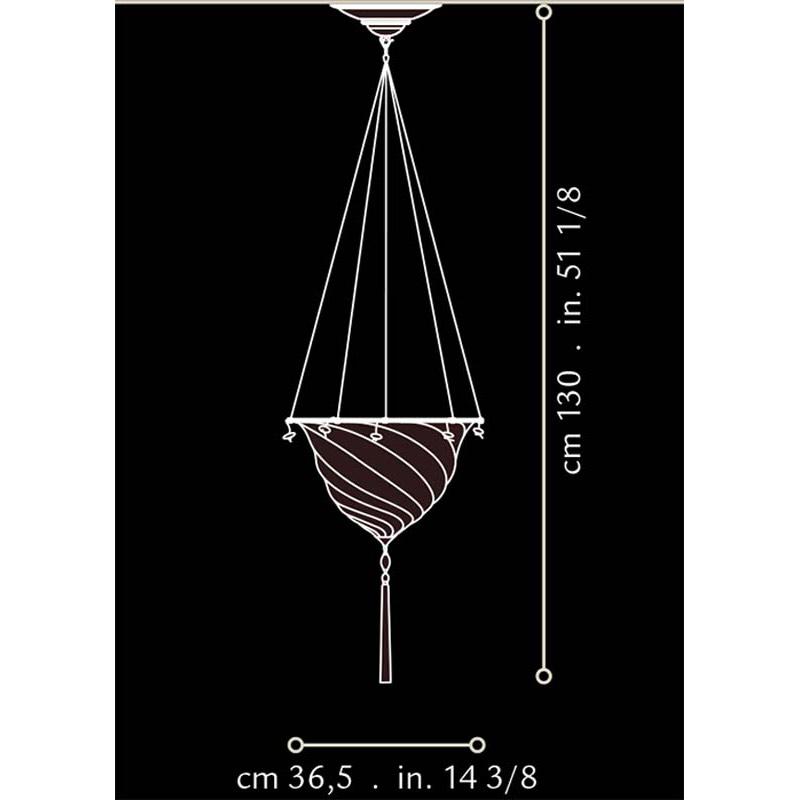 Fortuny 037-SK-1 Samarkanda Decorated Silk Suspended - 14-3/8" Diameter - Seginus Lighting