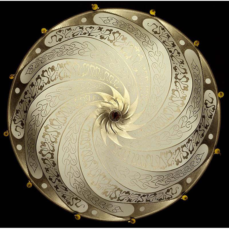 Fortuny 050-SA-1 Small Scudo Saraceno Decorated Silk Suspended Classic - 19-3/4" - Seginus Lighting