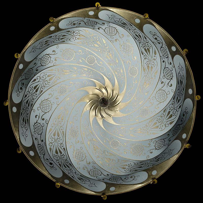 Fortuny 050-SA-1 Small Scudo Saraceno Decorated Silk Suspended Classic - 19-3/4" - Seginus Lighting