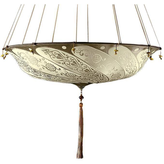 Fortuny 062-SA-1 Medium Scudo Saraceno Suspended Decorated Silk Classic - 24-1/84" - Seginus Lighting