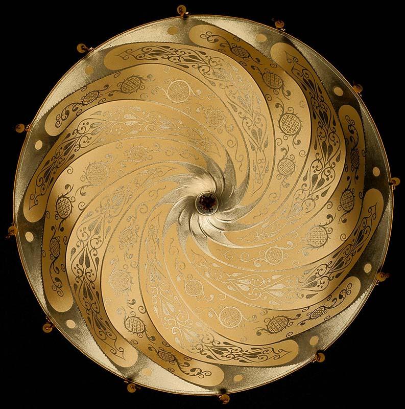 Fortuny 062-SA-1 Medium Scudo Saraceno Suspended Decorated Silk Classic - 24-1/84" - Seginus Lighting