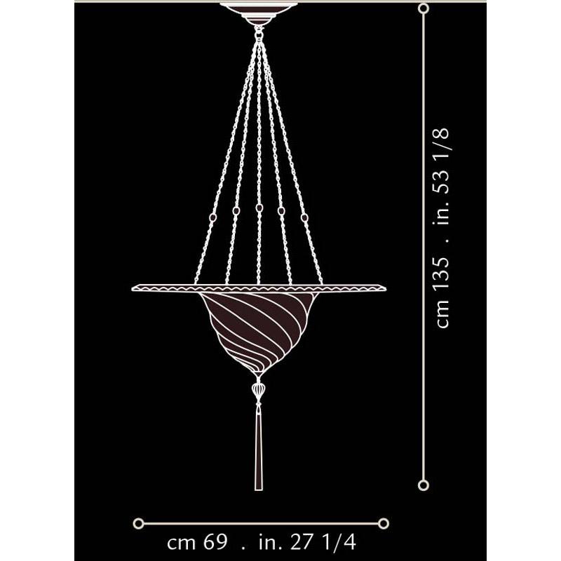 Fortuny 069-SKC-1 Samarkanda Ivory Decorated Silk with Metal Ring Suspended - 27-1/4" - Seginus Lighting