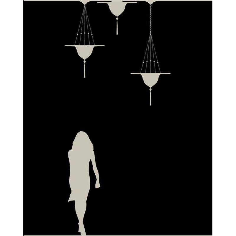 Fortuny 069-SKC-3-PL Samarkanda Ivory Plain Silk with Metal Ring Suspended - 27-1/4" - Seginus Lighting