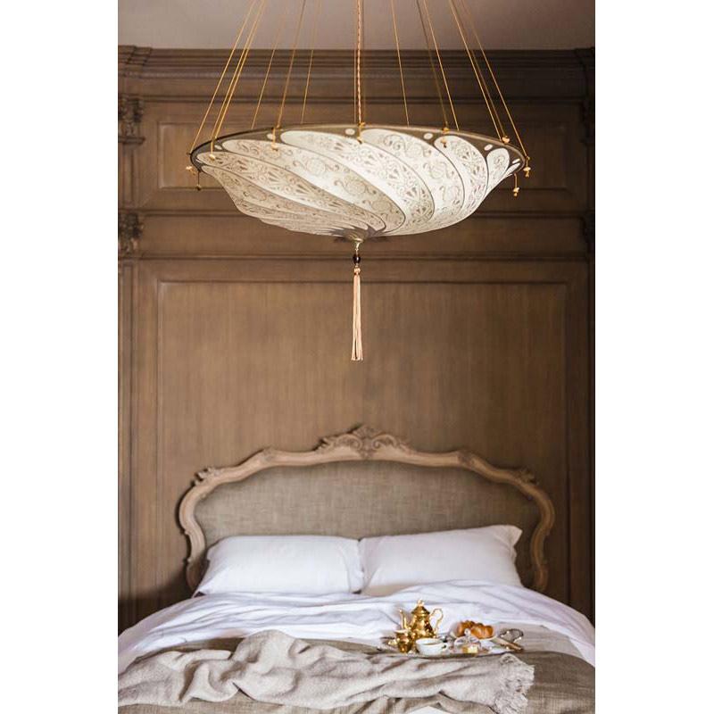 Fortuny 079-SA-1 Large Scudo Saraceno Decorated Silk Suspended Classic - 30-7/8" - Seginus Lighting