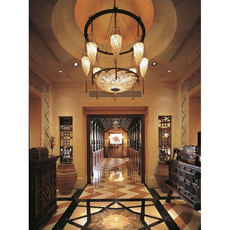 Fortuny 079-SA-1 Large Scudo Saraceno Decorated Silk Suspended Classic - 30-7/8" - Seginus Lighting