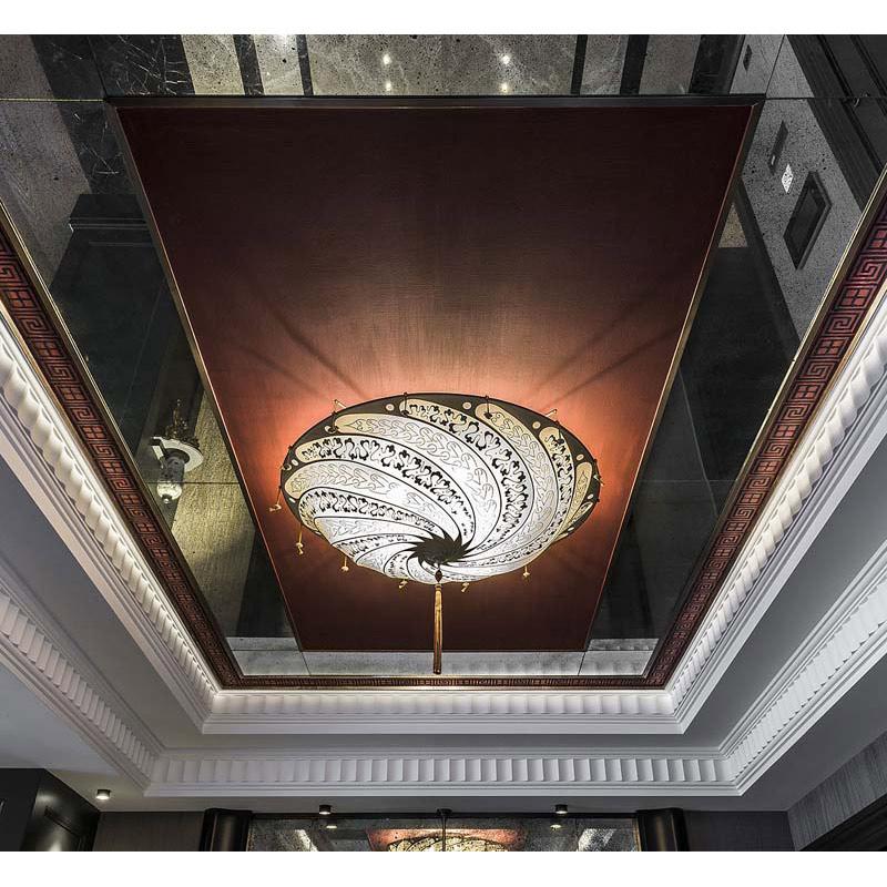 Fortuny 079-SA-1 Large Scudo Saraceno Decorated Silk Suspended Classic - 30-7/8" - Seginus Lighting