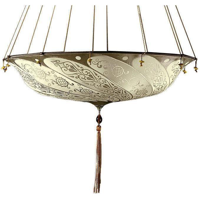 Fortuny 079-SA-1 Large Scudo Saraceno Decorated Silk Suspended Classic - 30-7/8" - Seginus Lighting