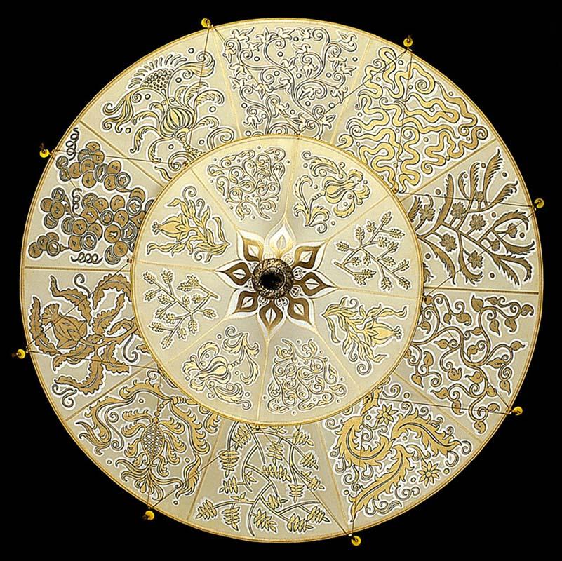 Fortuny 086-SH-1 Scheherazade 2 Tiers in Decorated Silk Suspended - 33-7/8"