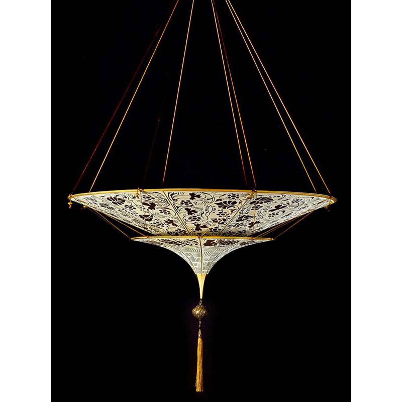 Fortuny 086-SH-1 Scheherazade 2 Tiers in Decorated Silk Suspended - 33-7/8"
