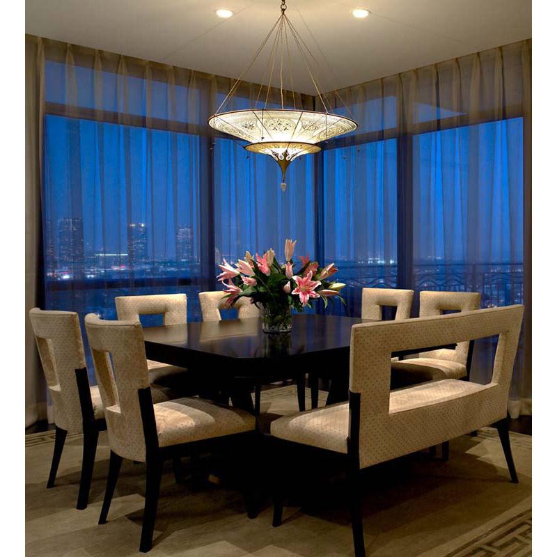 Fortuny 086-SH-1 Scheherazade 2 Tiers in Decorated Silk Suspended - 33-7/8"