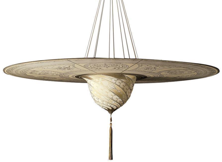 Fortuny 124-SD-1 Samarkanda Decorated Silk with Disk Suspended - 48-7/8"