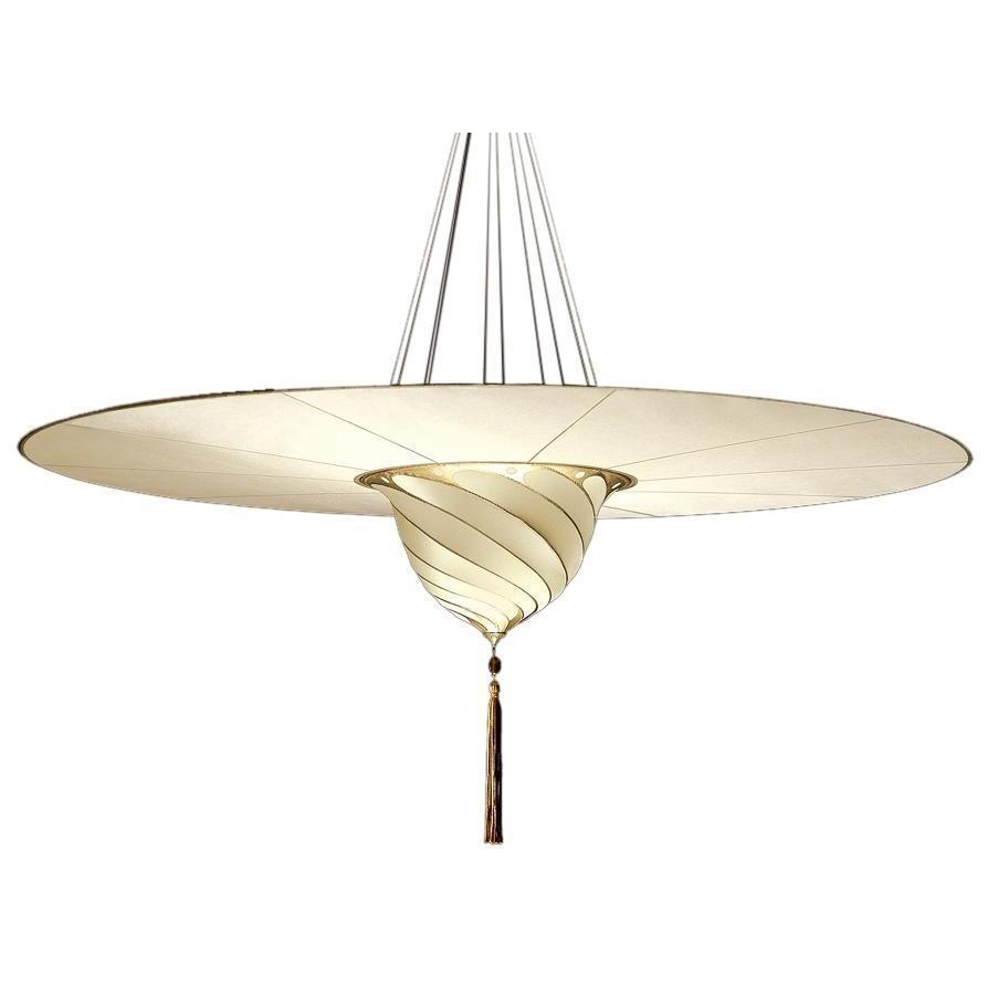 Fortuny 124-SD-3 Samarkanda Plain Silk with Disk Suspended - 48-7/8" - Seginus Lighting