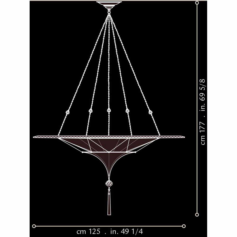 Fortuny 125-SHC-4 Silk Scheherazade 2 Tiers Plain Flush Mounted with Metal Ring - 49-1/4" Additional Image 2