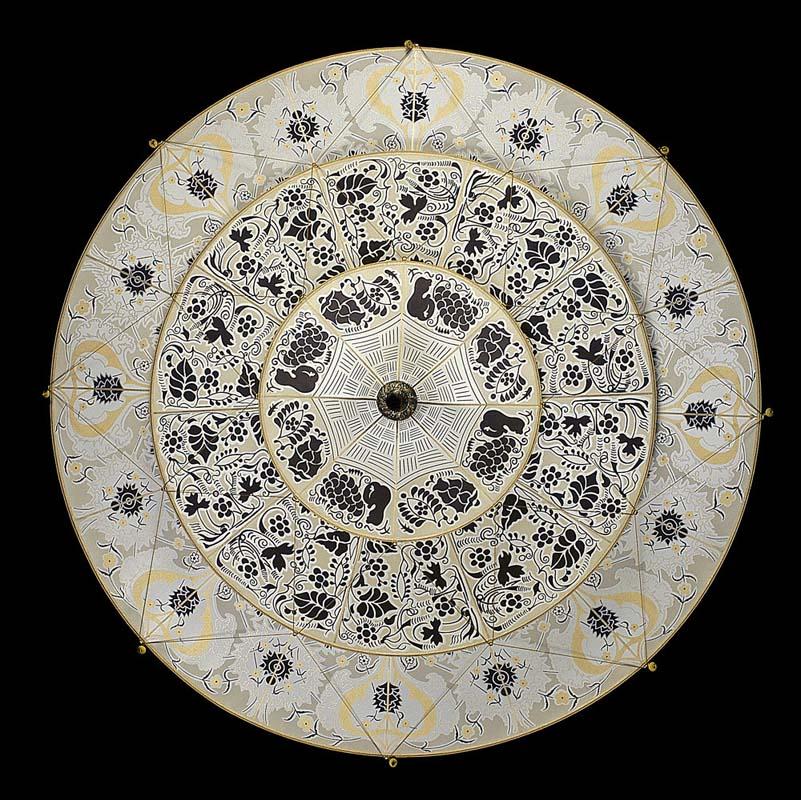 Fortuny 126-SH-1 Scheherazade 3 Tiers in Decorated Silk Suspended - 49-3/8"