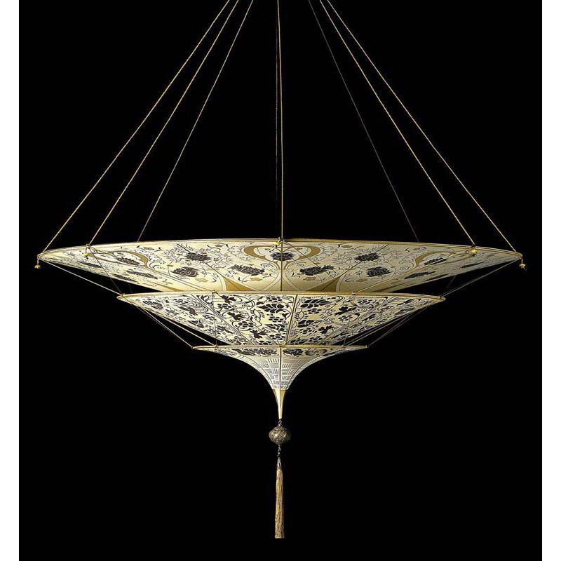 Fortuny 126-SH-1 Scheherazade 3 Tiers in Decorated Silk Suspended - 49-3/8" - Seginus Lighting
