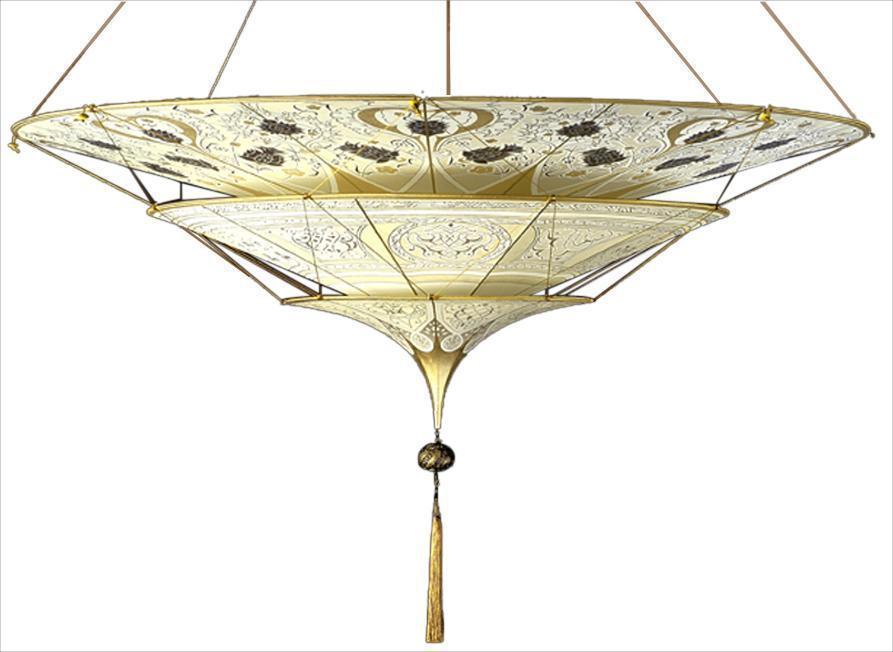 Fortuny 126-SH-1 Scheherazade 3 Tiers in Decorated Silk Suspended - 49-3/8" - Seginus Lighting