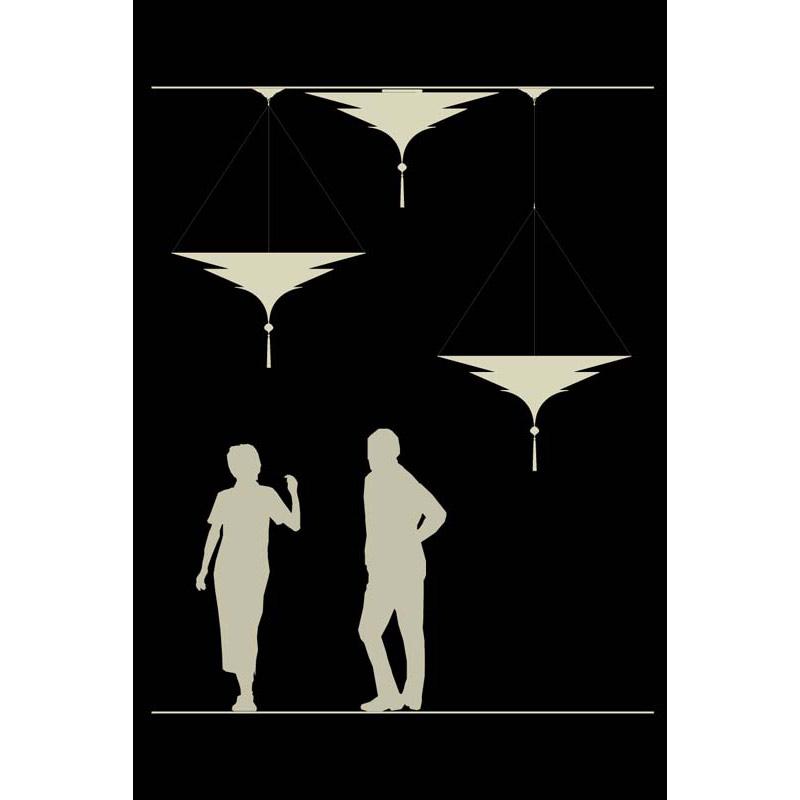 Fortuny 126-SH-3 3 Tiered Scheherazade in Plain Silk Suspended Plain - 49-3/8"