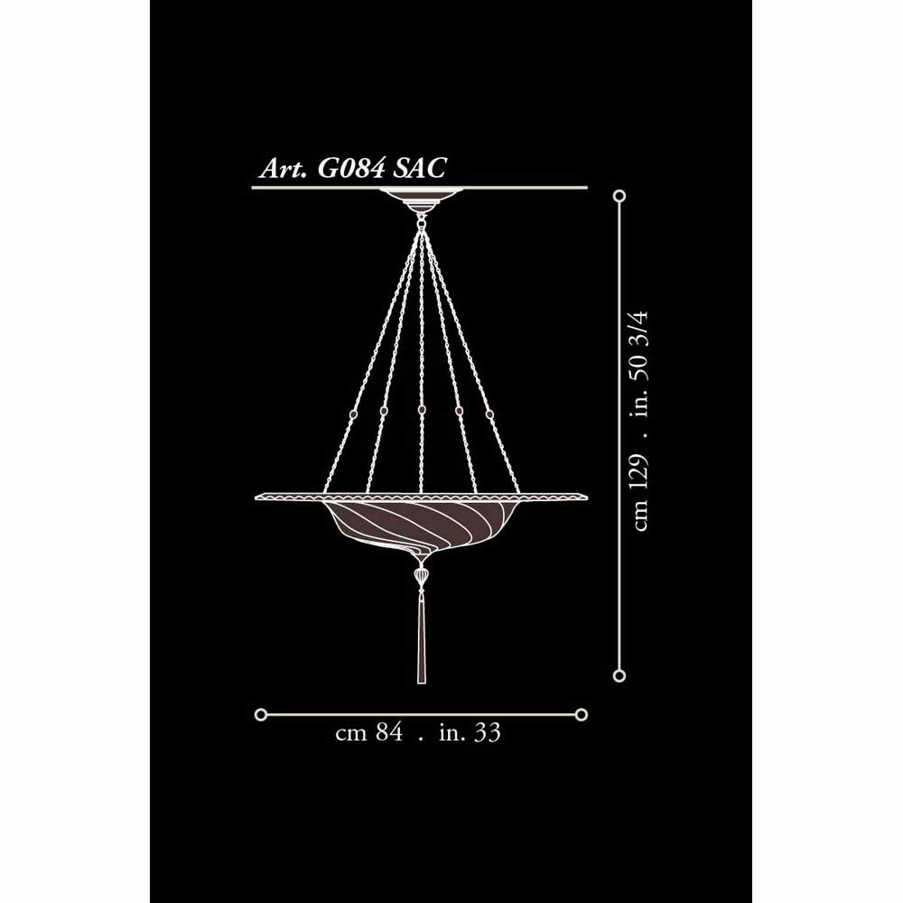 Fortuny G084SAC-1 Small Glass Scudo Saraceno Suspended with Metal Ring - 33" Additional Image 3