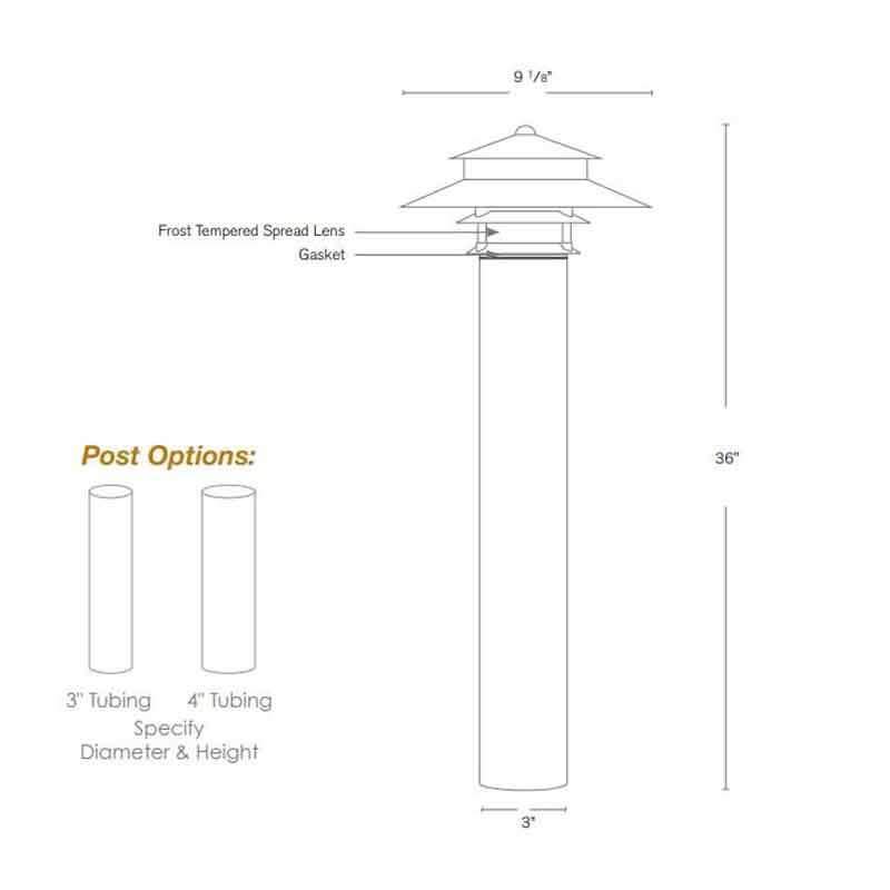 SPJ Lighting SPJ-714-4 6W LED 4 Inch Diameter Post Bollard