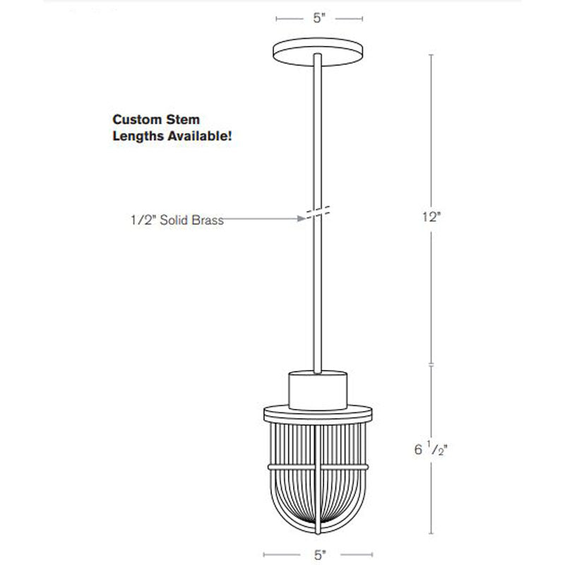 SPJ Lighting SPJ-NS-PM5-ST Nautical Pendant Mount Medium Base