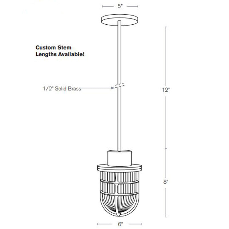 SPJ Lighting SPJ-NS-PM6-ST Nautical Pendant Mount Medium Base