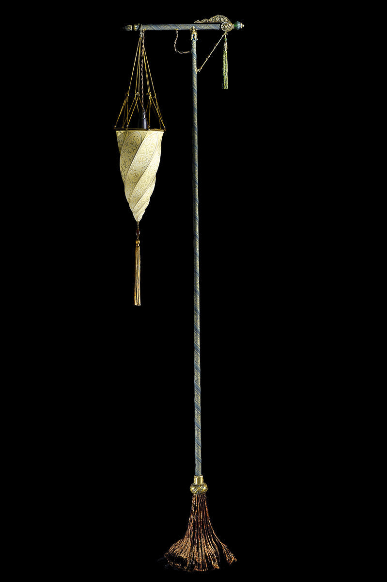Fortuny 174-ST-1 Floor Lamp Decorated Silk Shade - 68 1/2" - Seginus Lighting