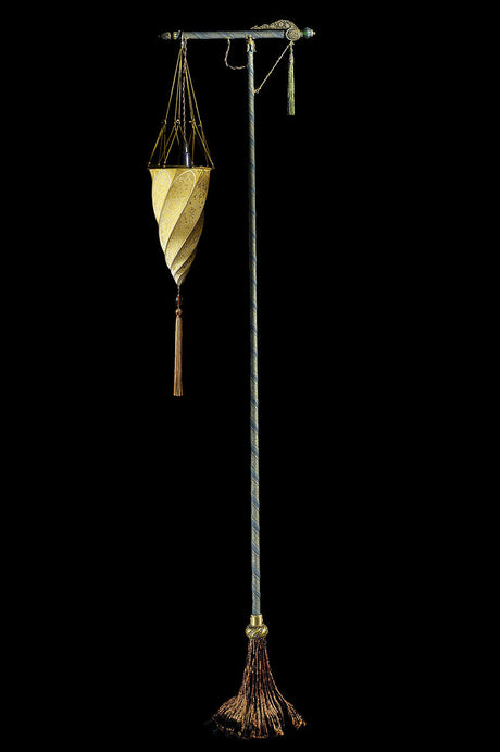 Fortuny 174-ST-1 Floor Lamp Decorated Silk Shade - 68 1/2" - Seginus Lighting