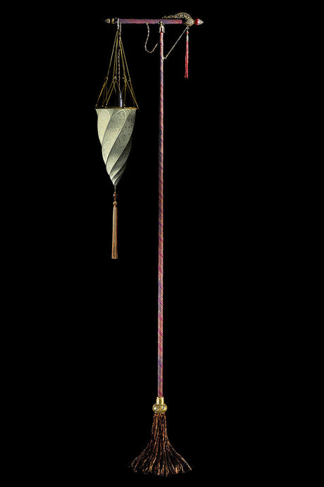 Fortuny 174-ST-1 Floor Lamp Decorated Silk Shade - 68 1/2" - Seginus Lighting