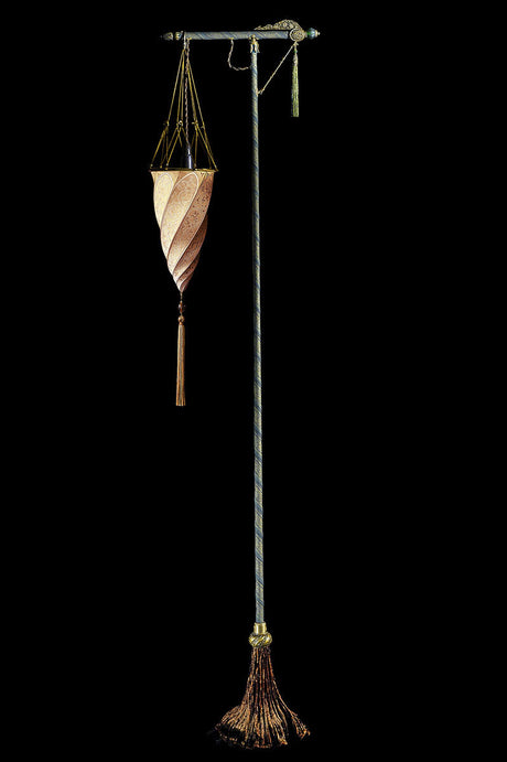 Fortuny 174-ST-1 Floor Lamp Decorated Silk Shade - 68 1/2" - Seginus Lighting
