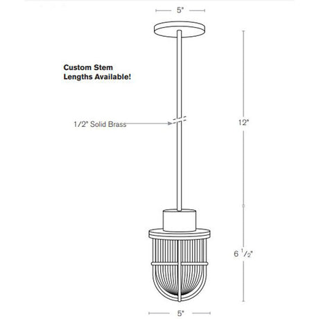 SPJ Lighting SPJ-NS-PM5-ST Nautical Pendant Mount Medium Base